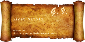 Girst Vitold névjegykártya
